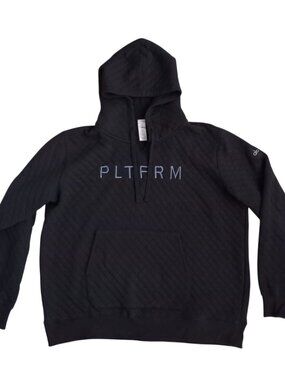 Alo Yoga PLTFRM Black Quilted Stadium Hoodie - Oversized Pullover, Size XL